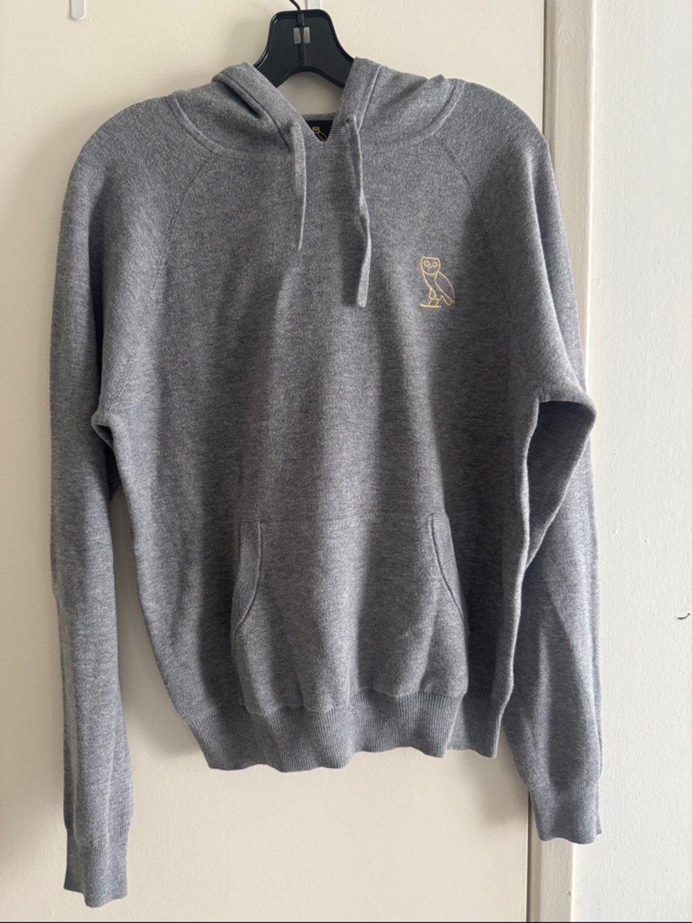 OVO Grey Pullover Hoodie with Gold Owl Logo